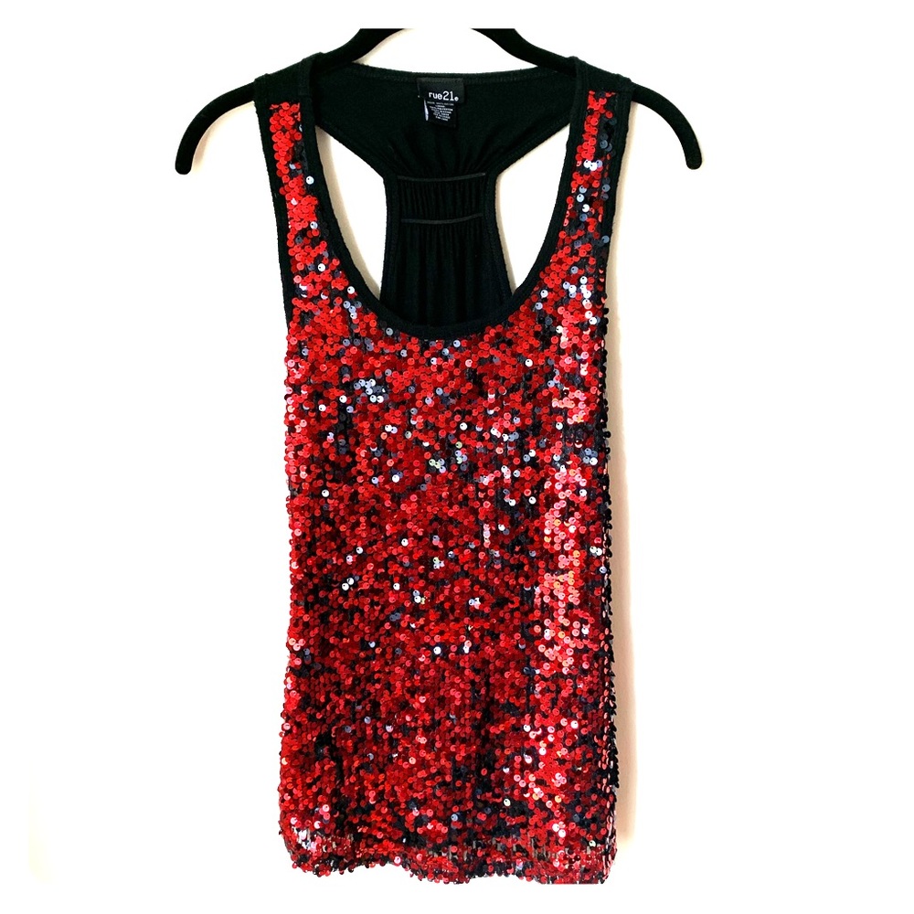 Red and Black sequins Racerback top